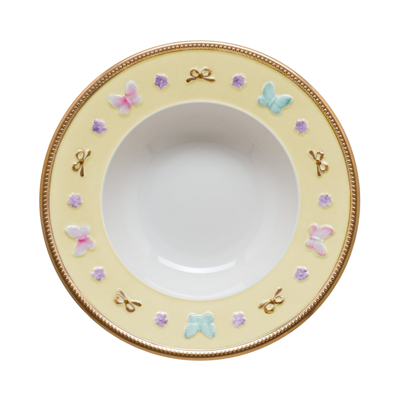 Butterfly Yellow Rim Soup Plate 
