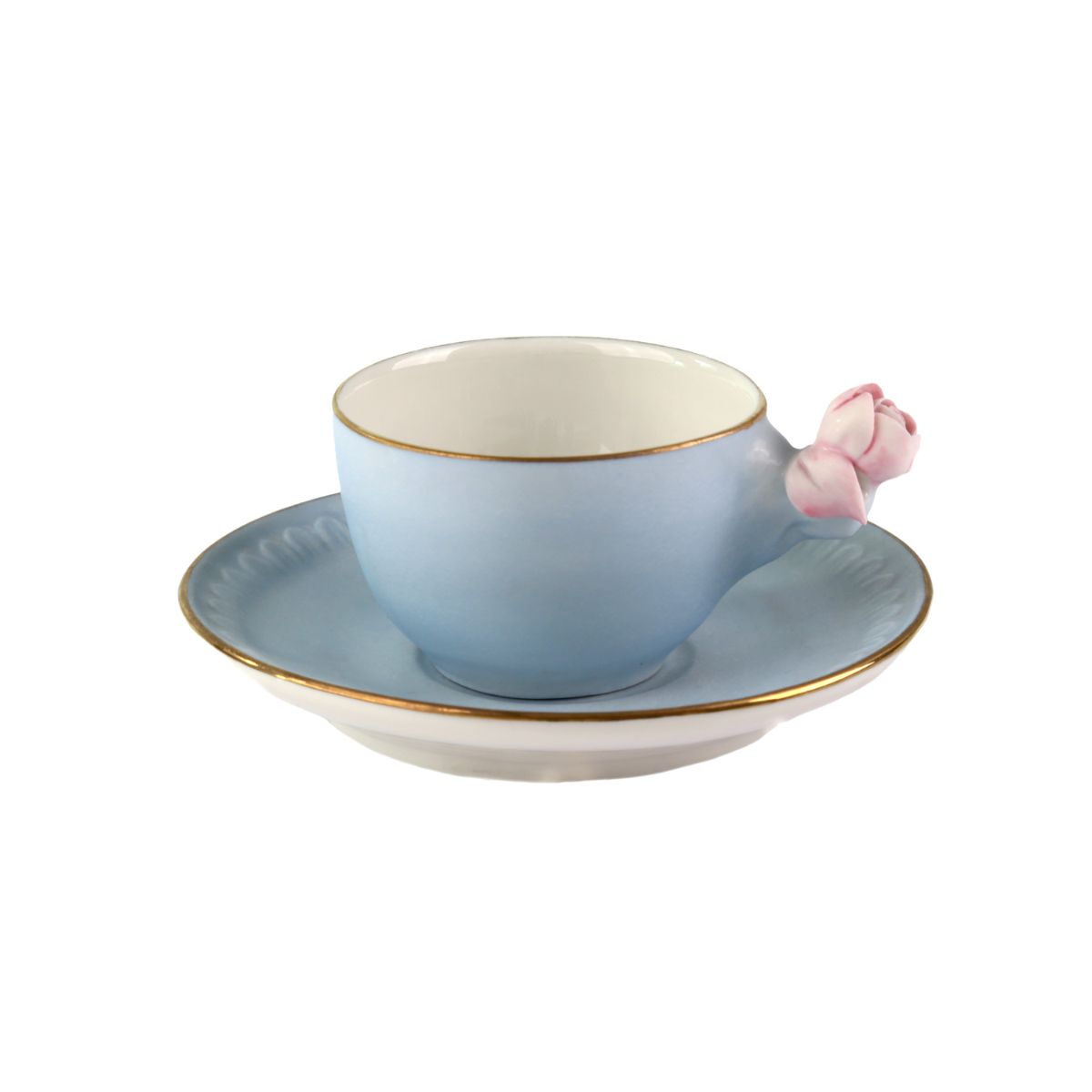 Marie-Antoinette Blue &amp; Pink Coffee Cup &amp; Saucer 