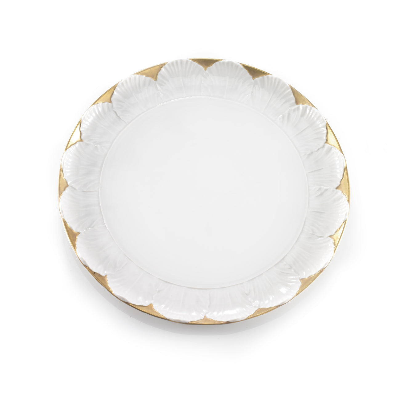 Tulip Dinner Plate - White &amp; Gold 
