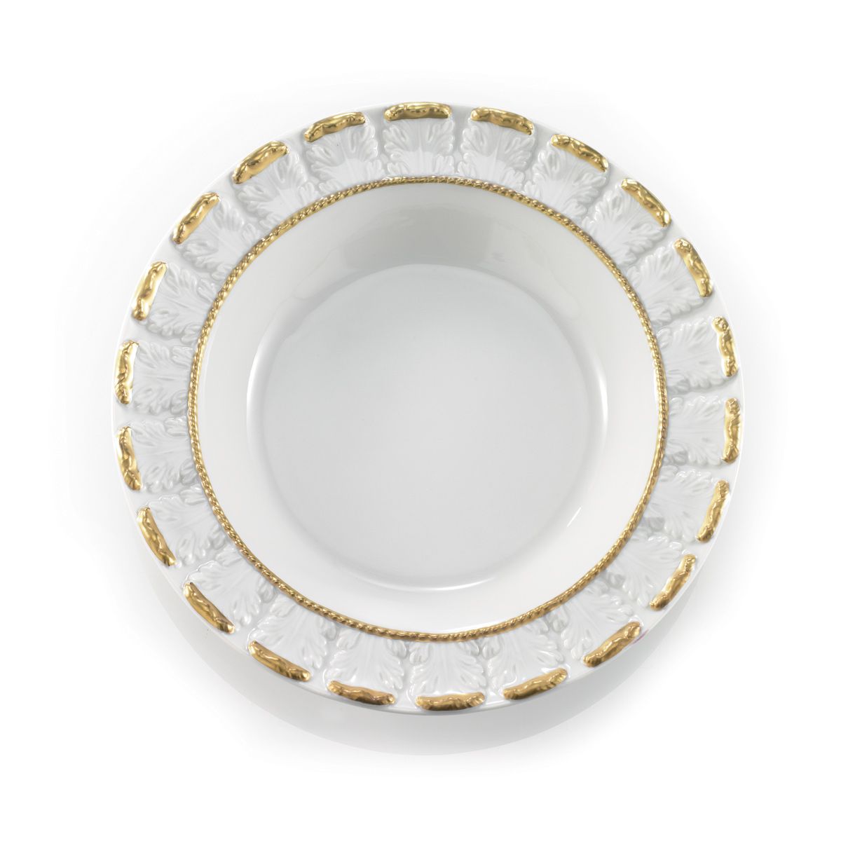 Queen Elizabeth White & Gold Rim Soup Plate