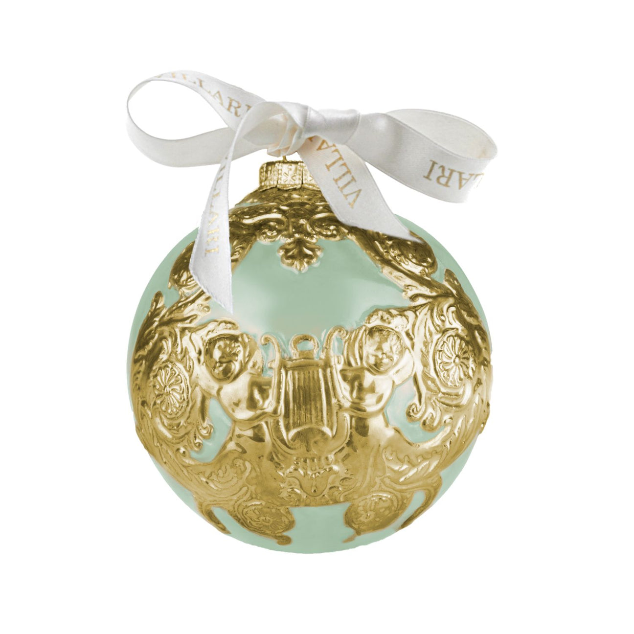 Angels Christmas Bauble - Green &amp; Gold 