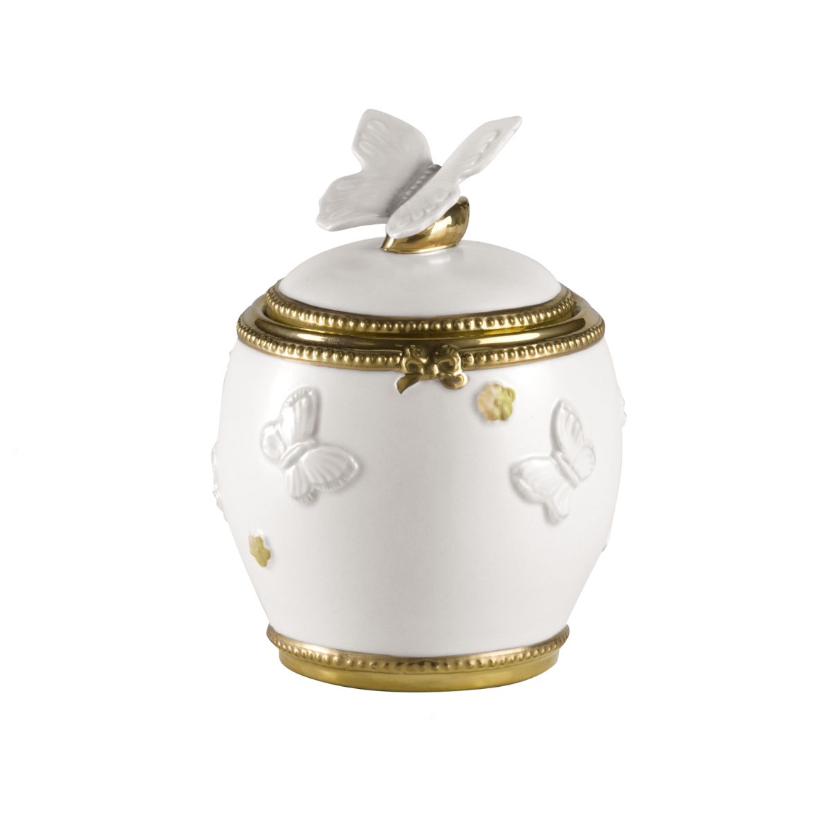 Butterfly White &amp; Gold Sugar Bowl 