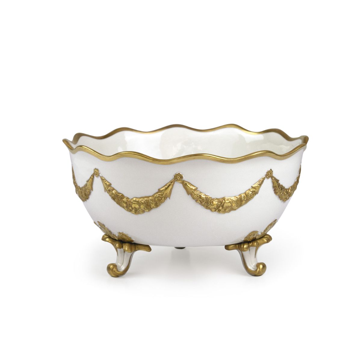Empire White &amp; Gold Footed Serving Bowl 