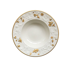 Taormina White & Gold Rim Soup Plate