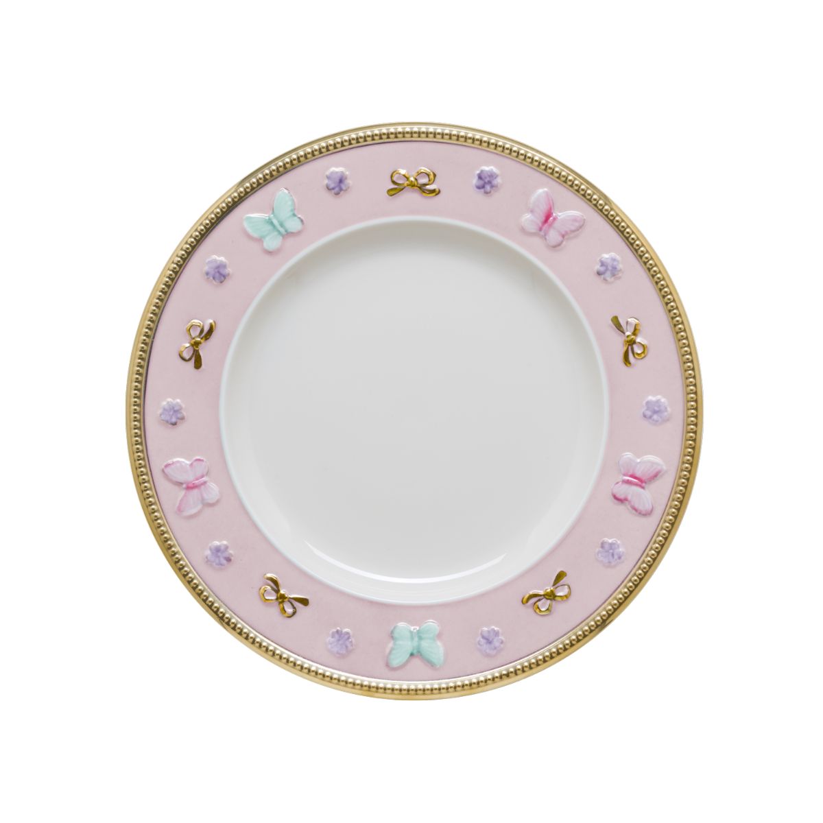 Butterfly Pastel Pink Bread &amp; Butter Plate 