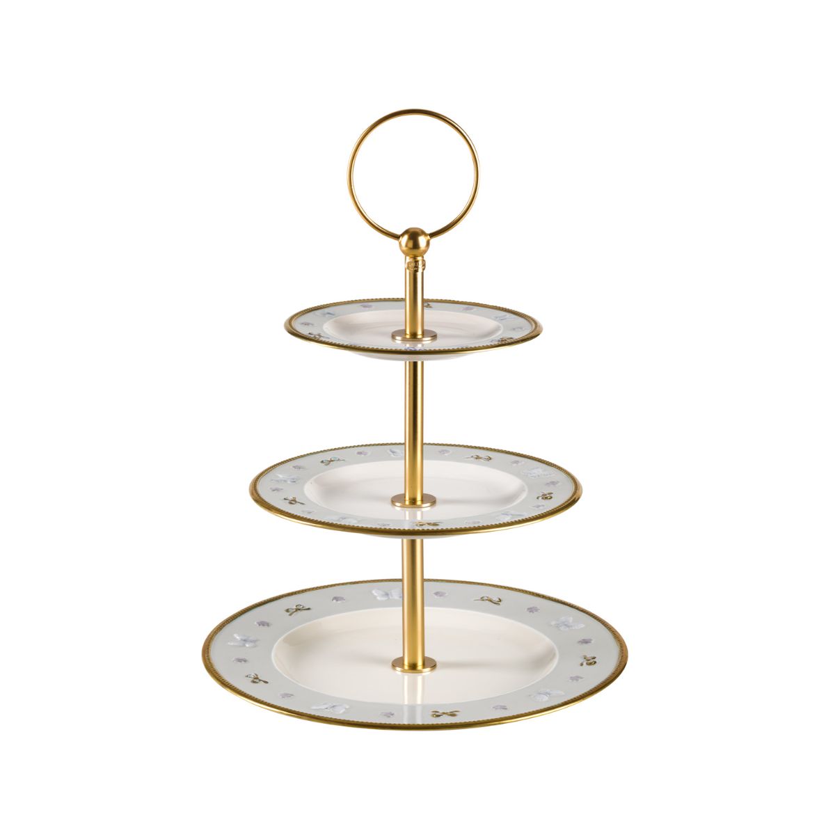 Butterfly White &amp; Gold 3 Tier Cake Stand 