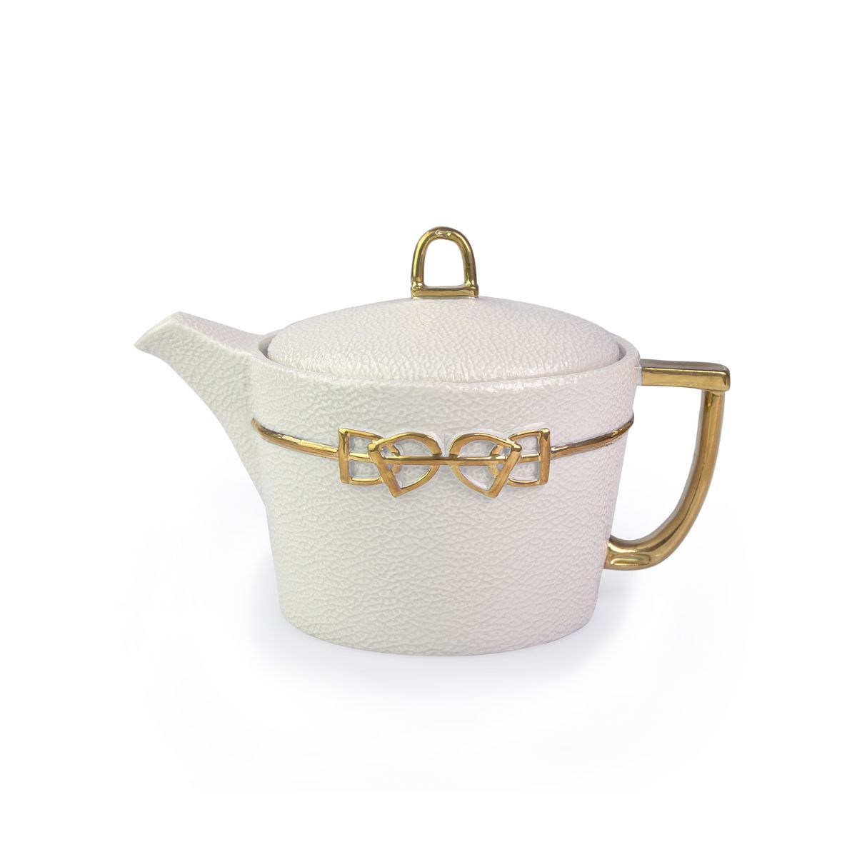 Dressage White &amp; Gold Teapot 