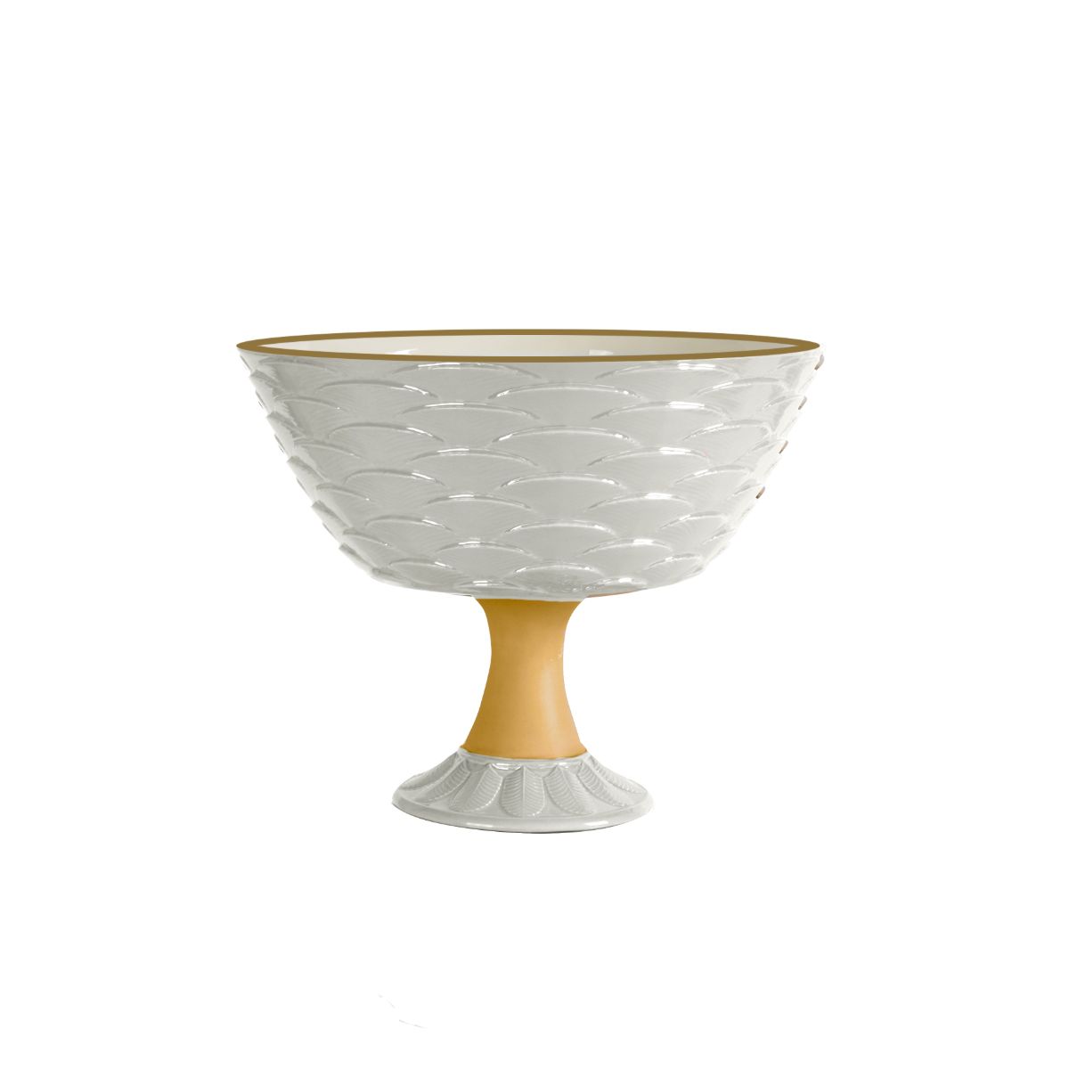 Peacock White &amp; Gold Footed Fruit Bowl 