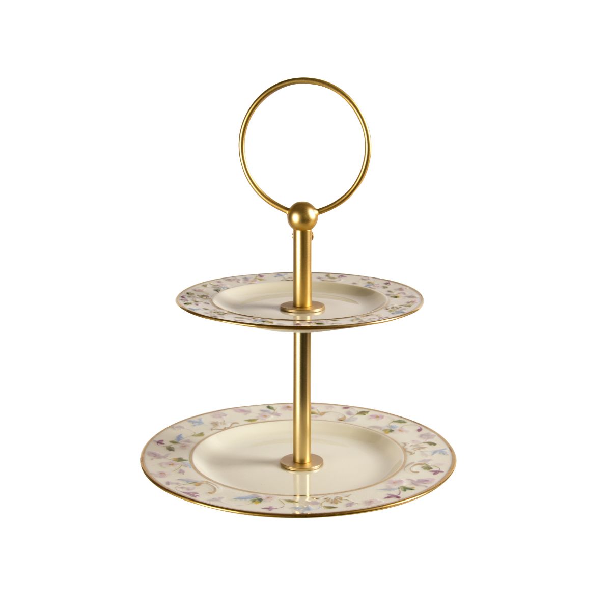Taormina Multicolor &amp; Gold 2 Tier Cake Stand 