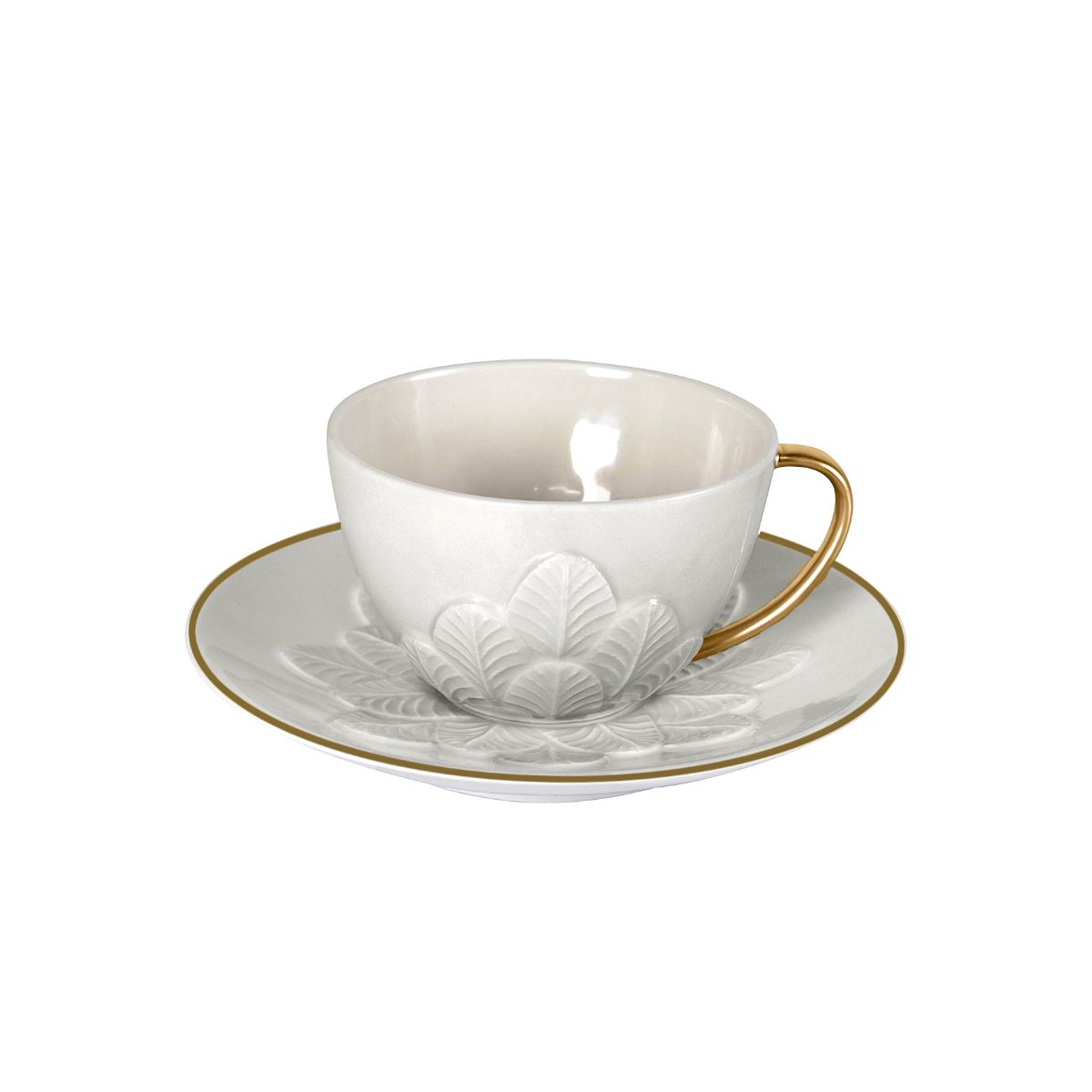 Peacock White &amp; Gold Tea Cup &amp; Saucer 