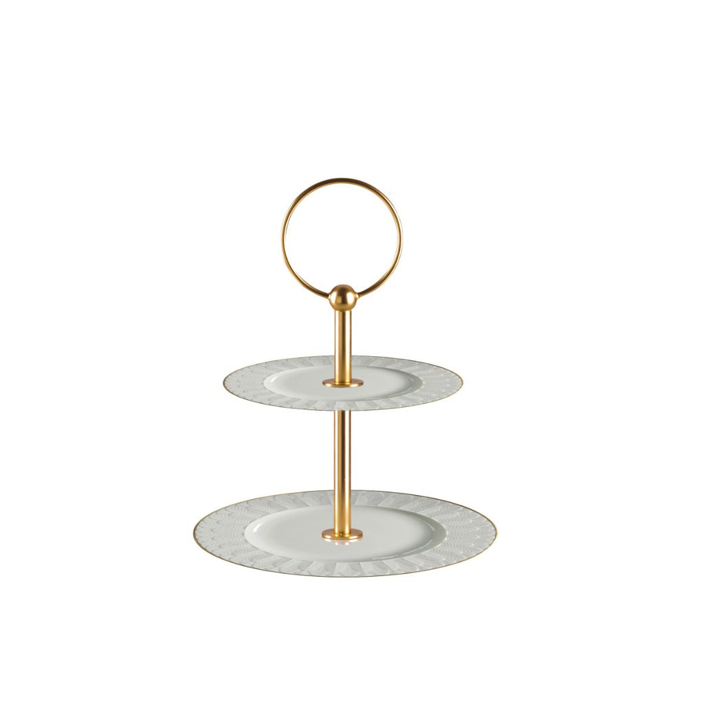 Peacock White & Gold 2 Tier Cake Stand