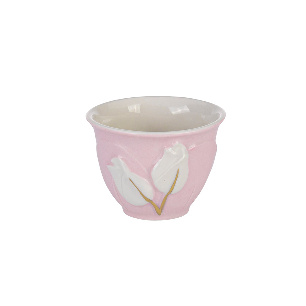 Tulip Arabic Coffee Cup - Pink & White