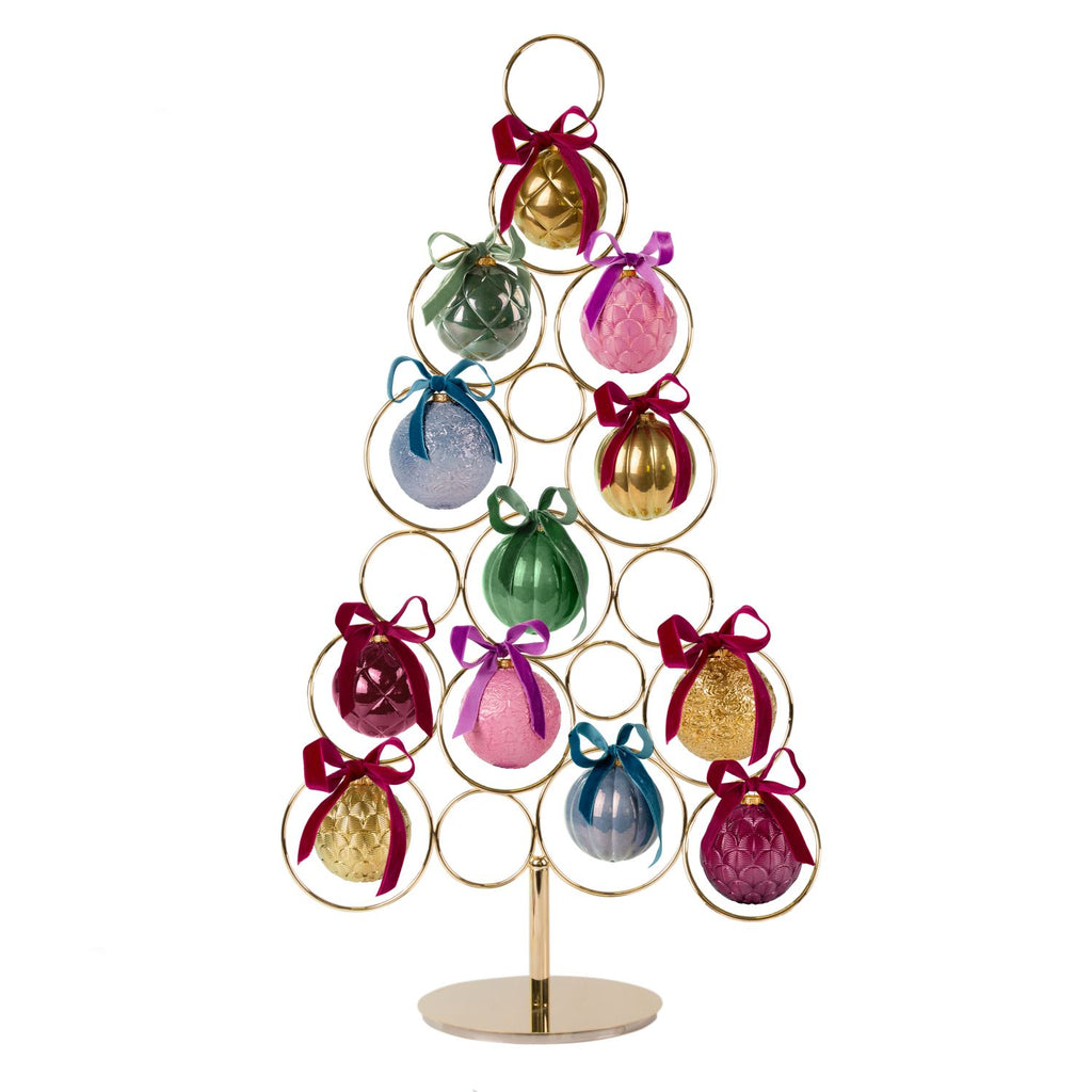Deco Christmas Tree With 12 Ornaments - Gold & Multicolour