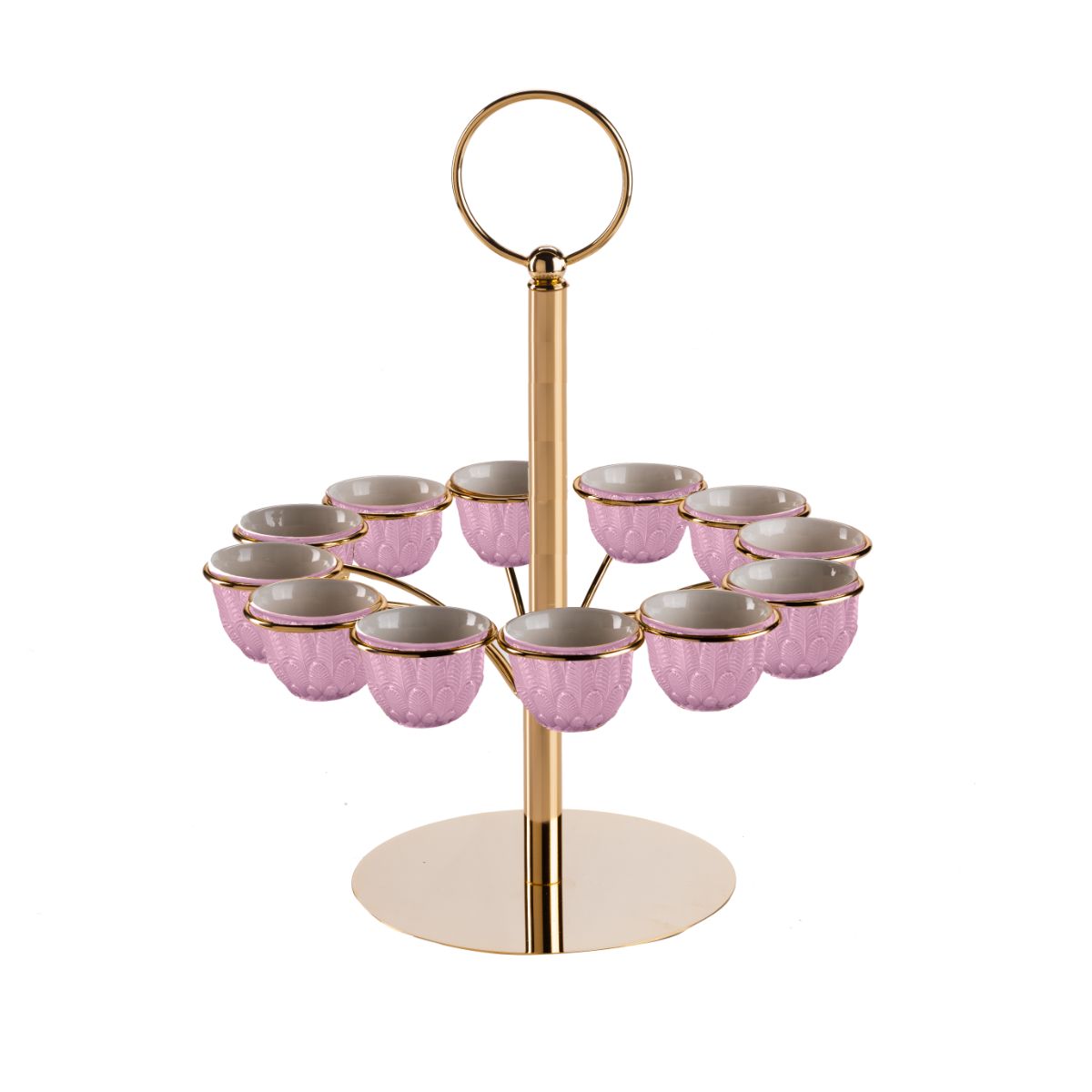 Peacock Lilac &amp; Gold Arabic Coffee Cup Holder 