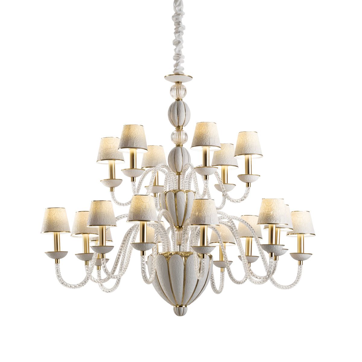 Amour Chandelier 18 Lights - White &amp; Gold 