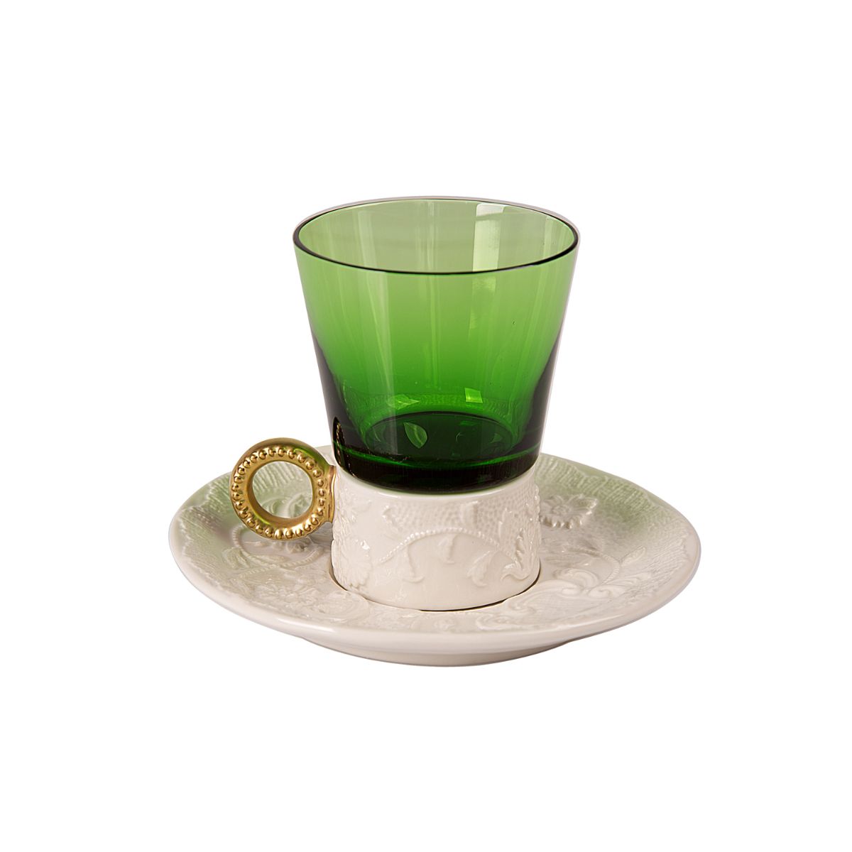 Ramz by Villari Emerald Tea Cup &amp; Saucer 