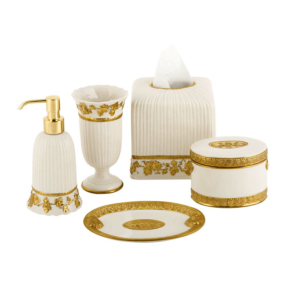 Empire White &amp; Gold Bathroom Set 