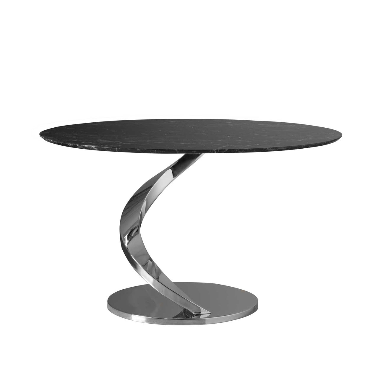 Wave Dining Table - Black Marquinia &amp; Chrome 