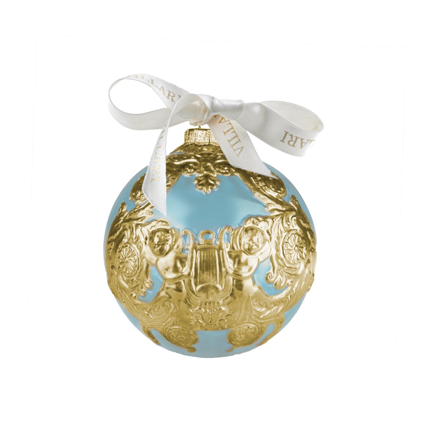 Angels Christmas Bauble Aquamarine & Gold