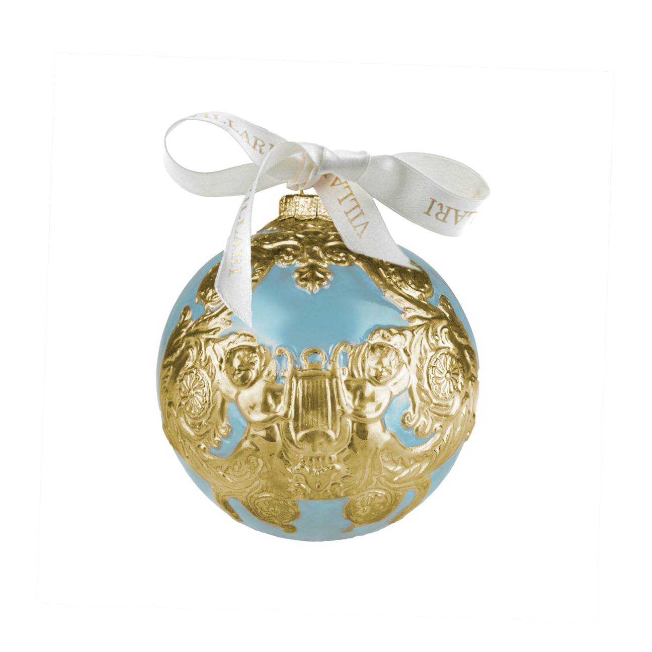 Angels Christmas Bauble Aquamarine &amp; Gold 