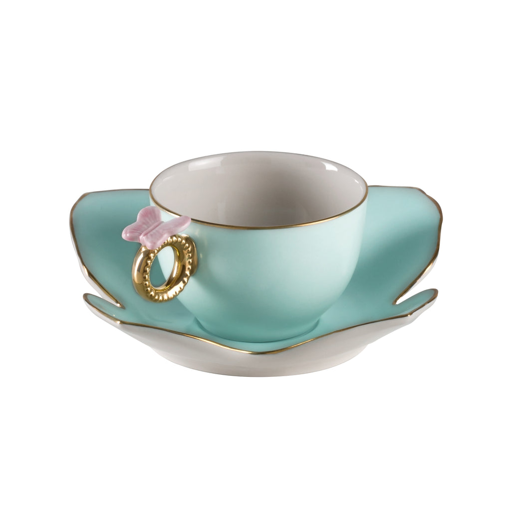 Butterfly Aquamarine Tea Cup & Saucer