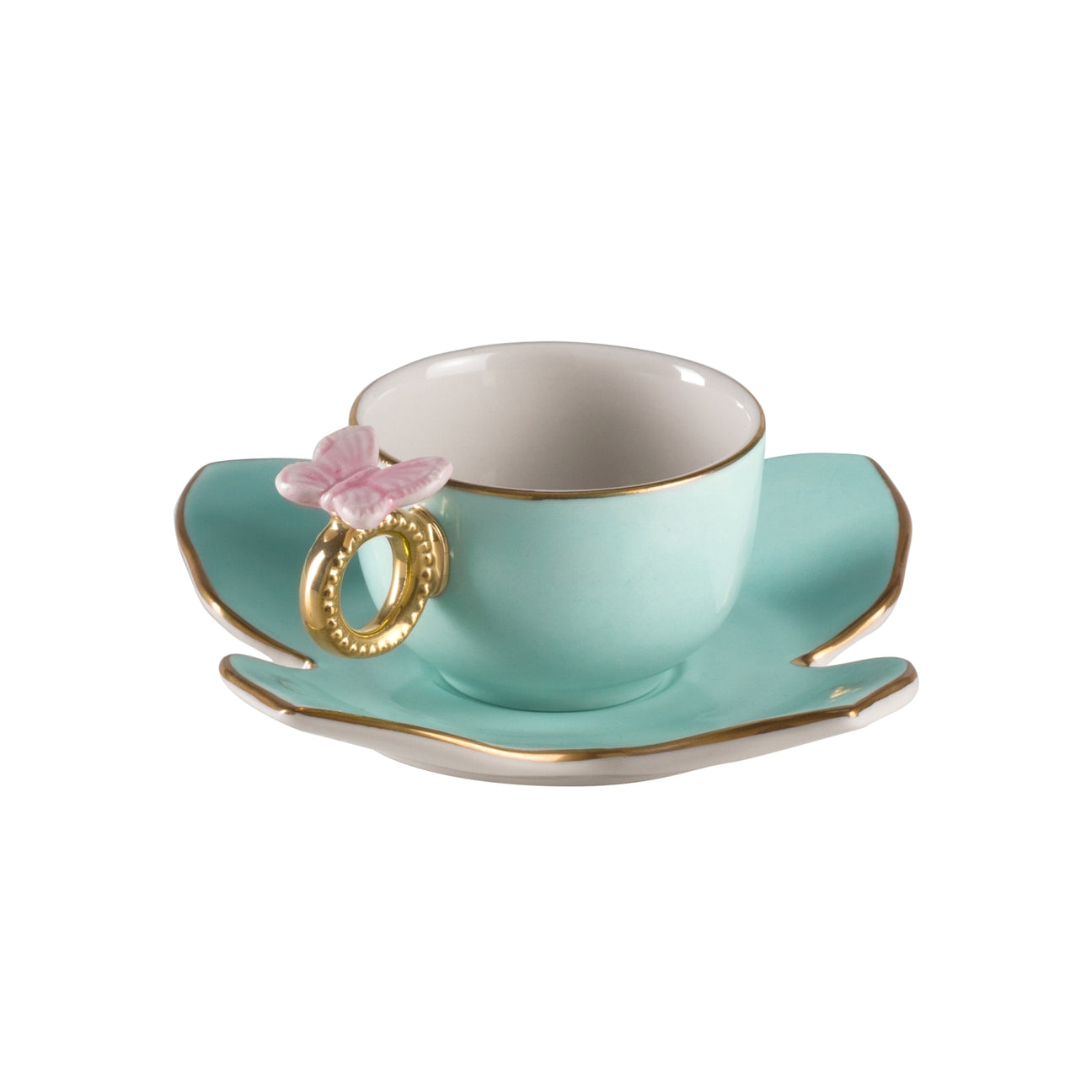 Butterfly Aquamarine Coffee Cup &amp; Saucer 