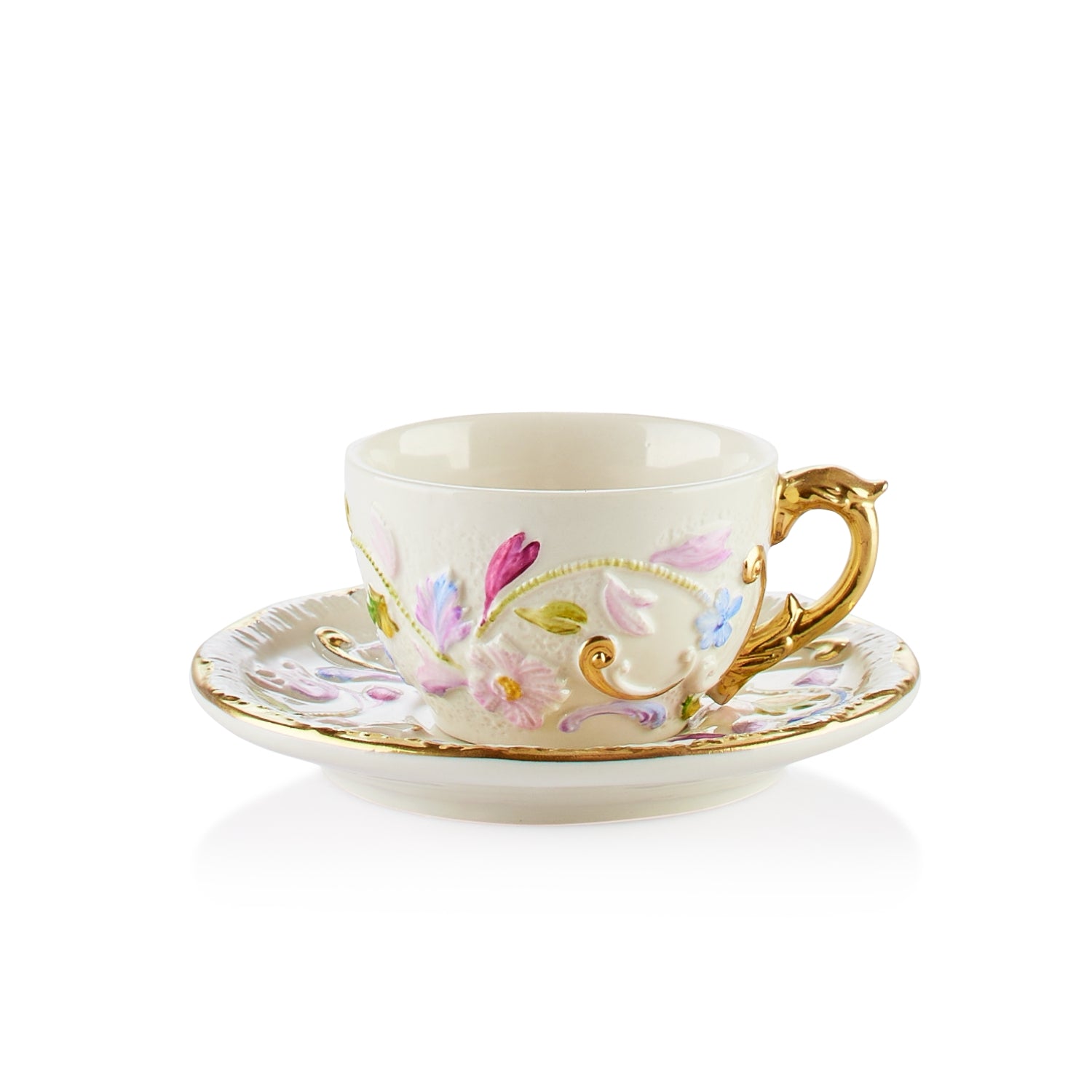 Taormina Multicolor & Gold Coffee Cup & Saucer