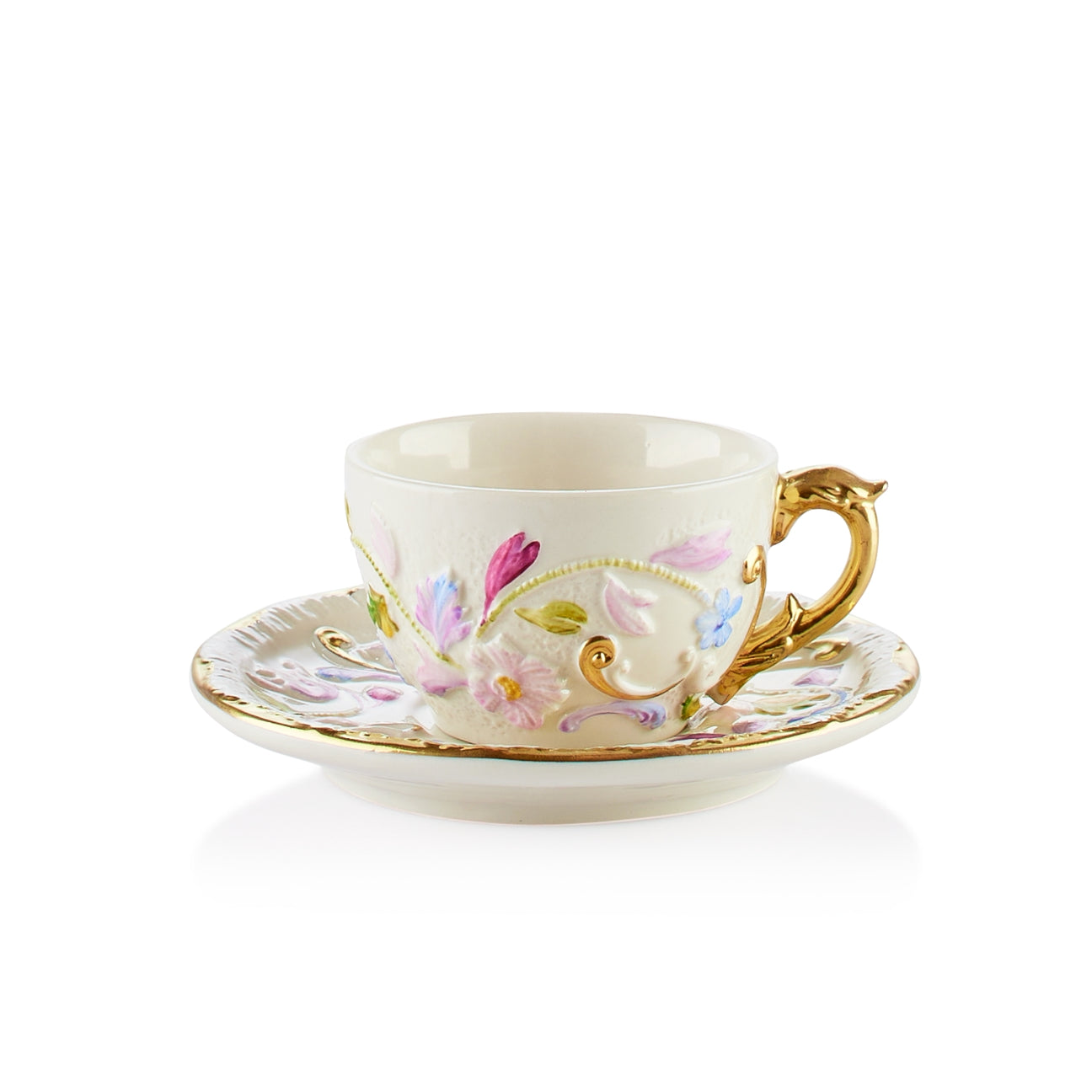 Taormina Multicolor &amp; Gold Coffee Cup &amp; Saucer 