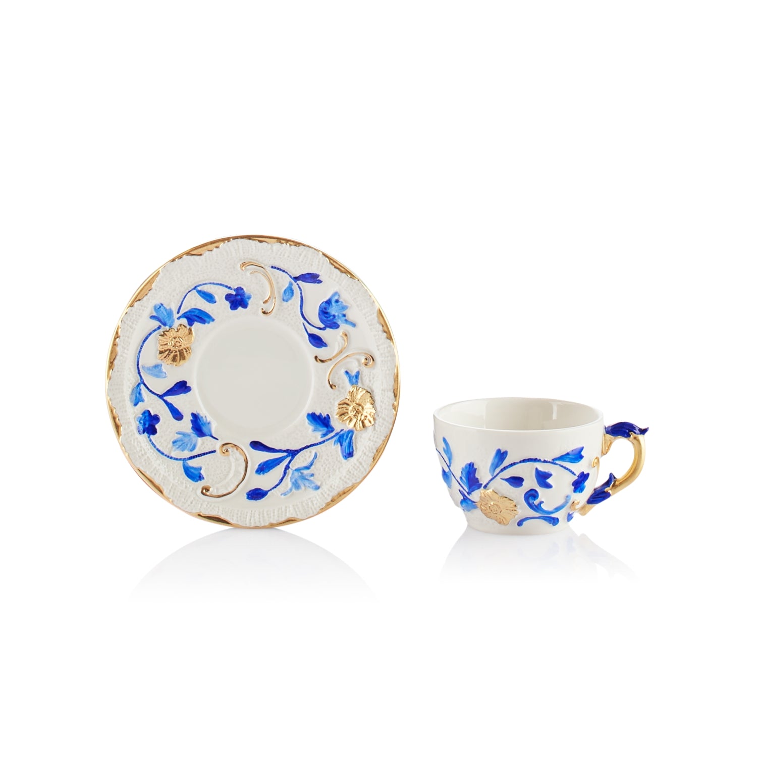 Taormina Blue & Gold Coffee Cup & Saucer