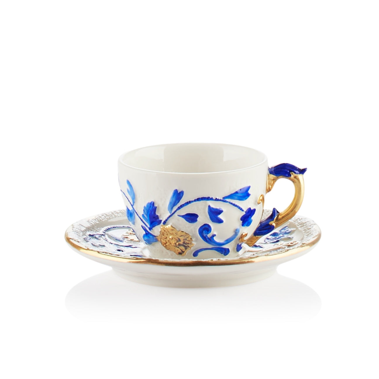 Taormina Blue &amp; Gold Coffee Cup &amp; Saucer 