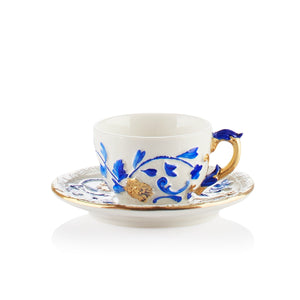 Taormina Blue & Gold Coffee Cup & Saucer