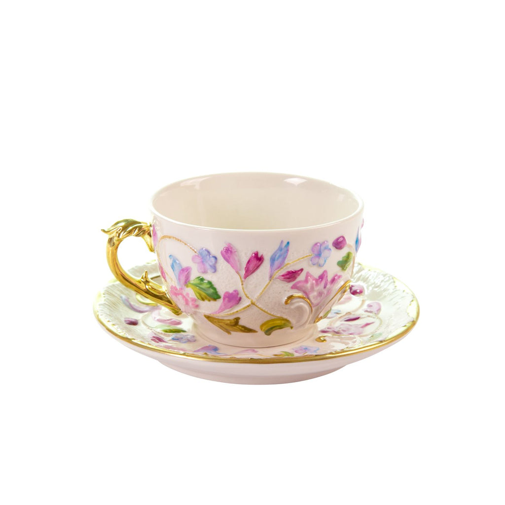 Taormina Multicolor & Gold Tea Cup & Saucer