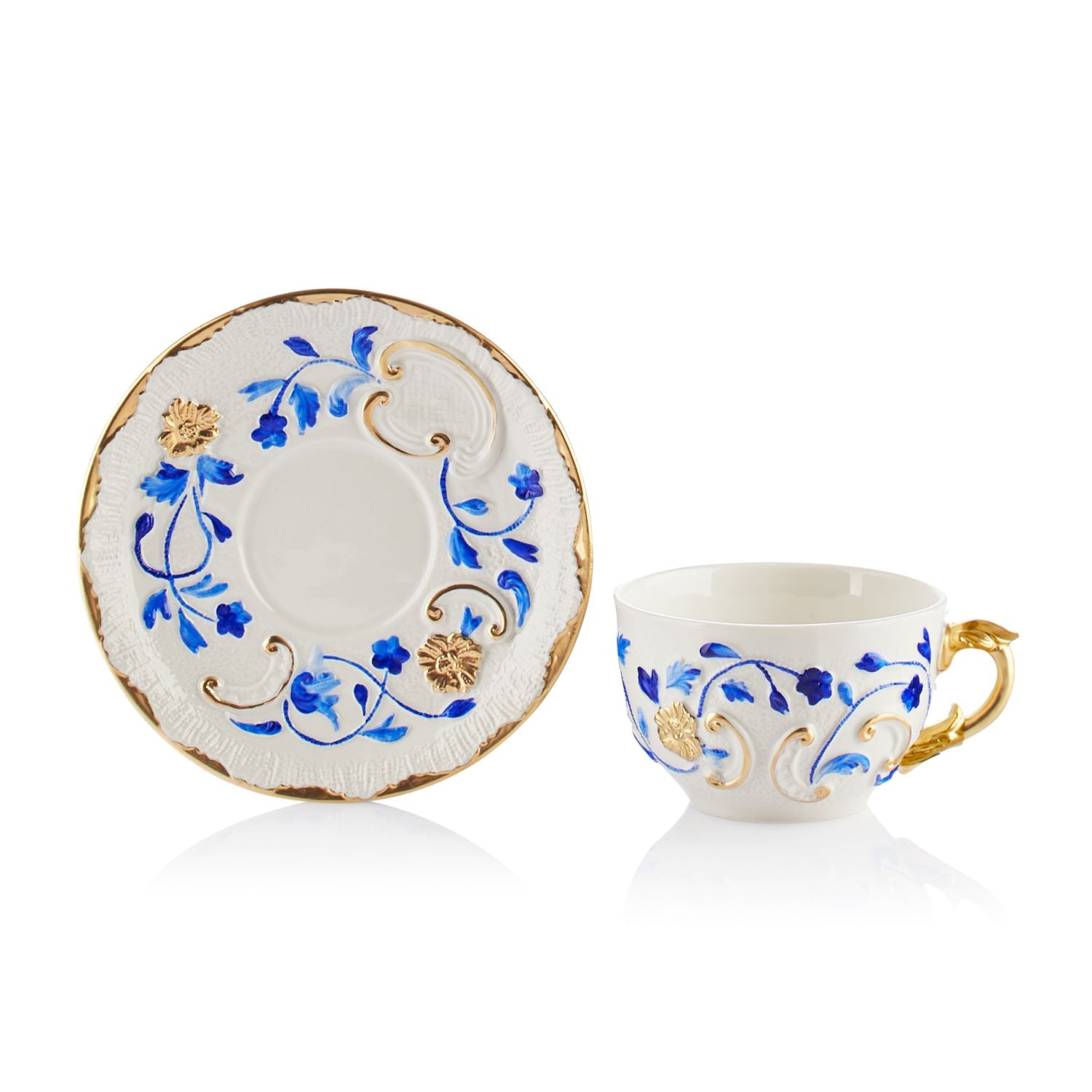 Taormina Blue & Gold Tea Cup & Saucer