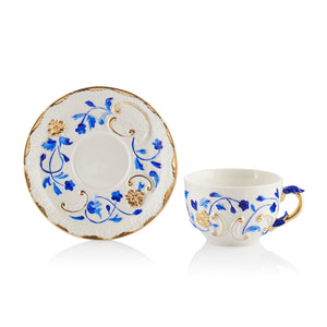 Taormina Blue & Gold Tea Cup & Saucer