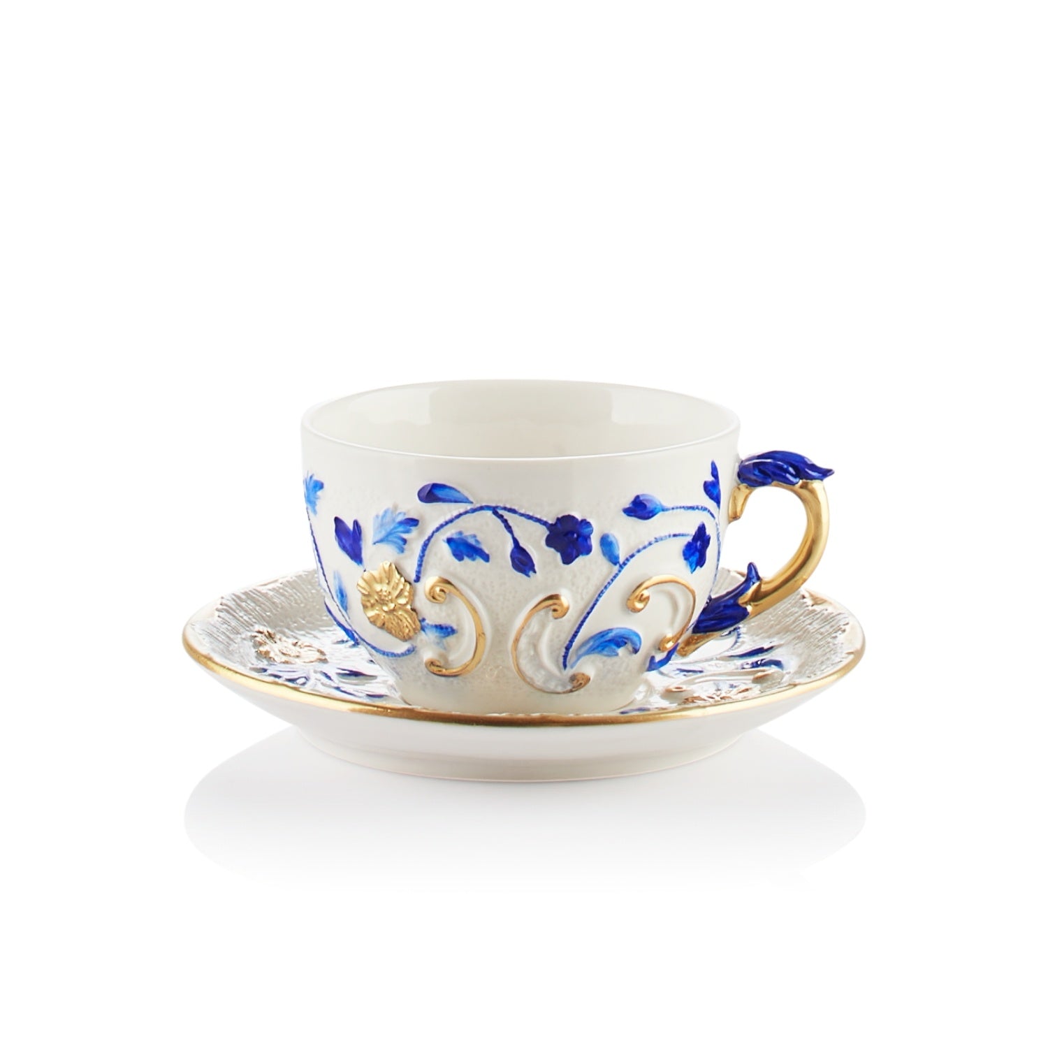 Taormina Blue & Gold Tea Cup & Saucer