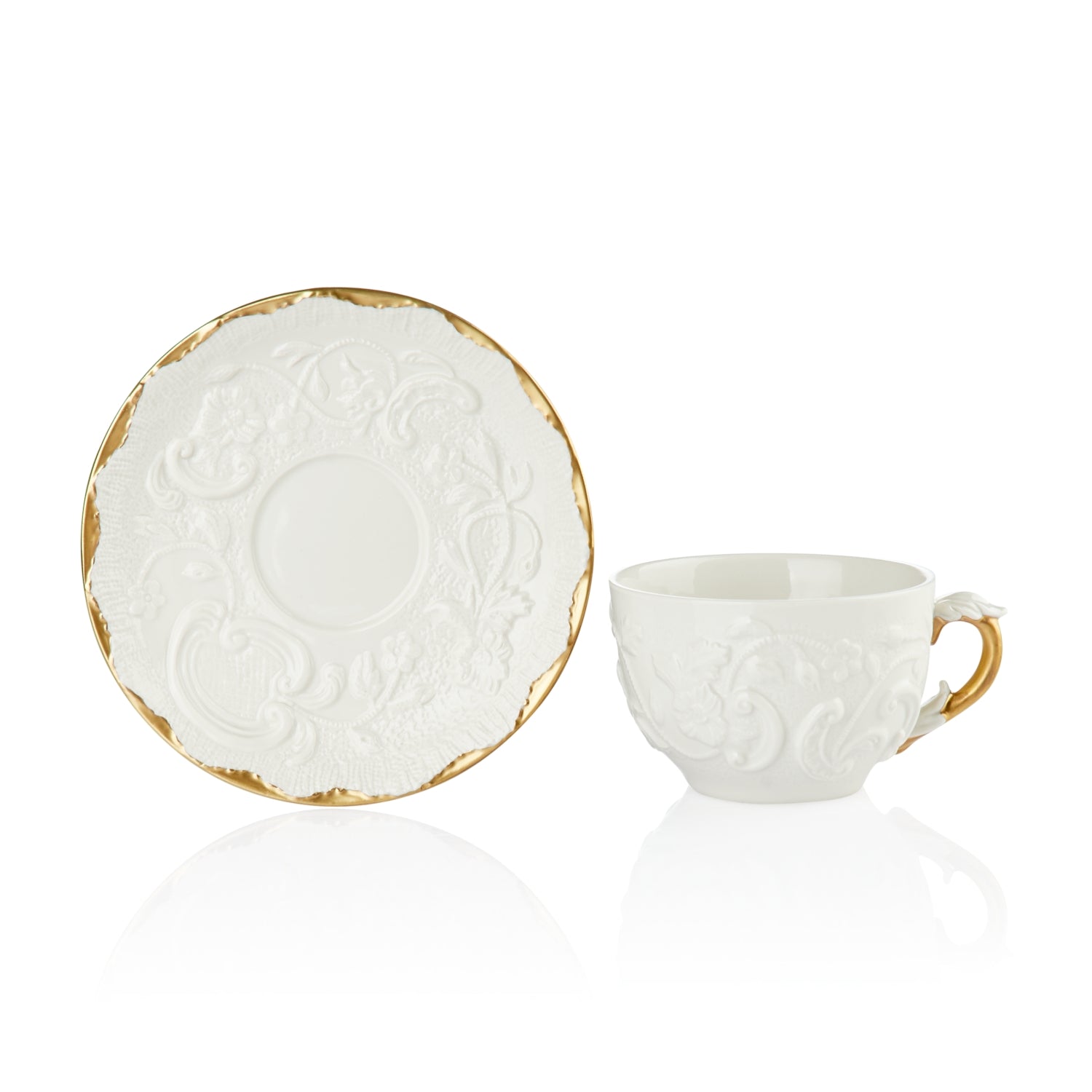 Taormina White & Gold Tea Cup & Saucer
