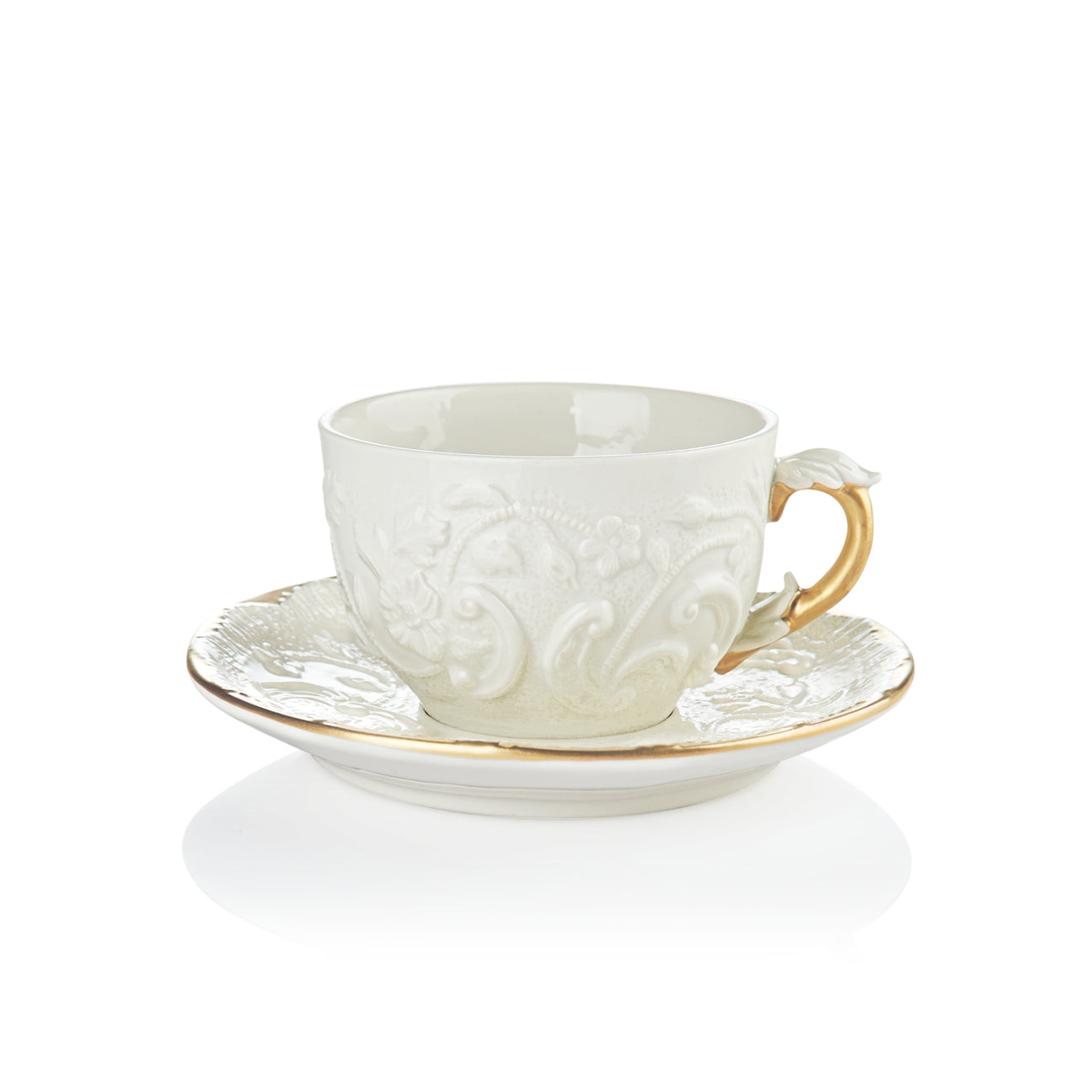 Taormina White & Gold Tea Cup & Saucer