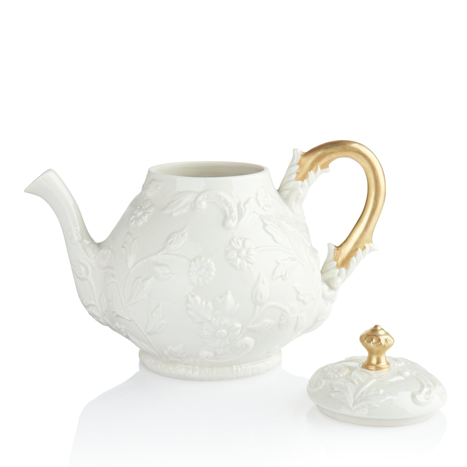 Taormina White & Gold Teapot