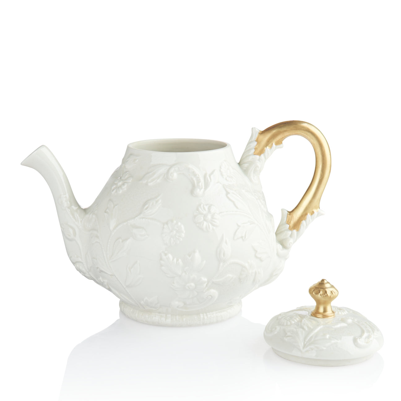 Taormina White &amp; Gold Teapot 