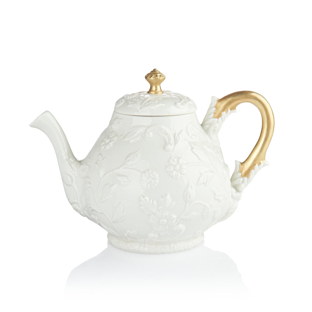 Taormina White & Gold Teapot