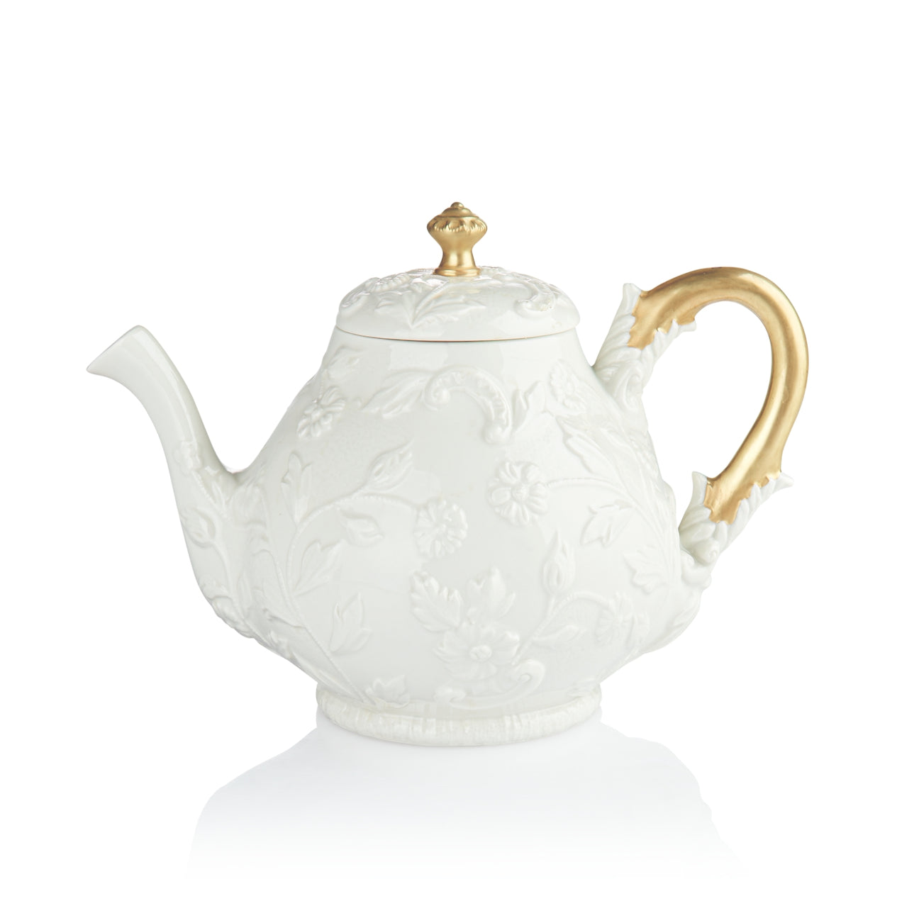 Taormina White & Gold Teapot