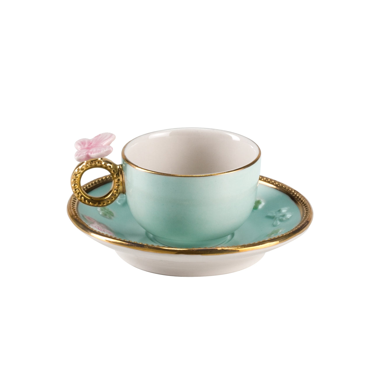 Butterfly Aquamarine Coffee Cup &amp; Saucer 