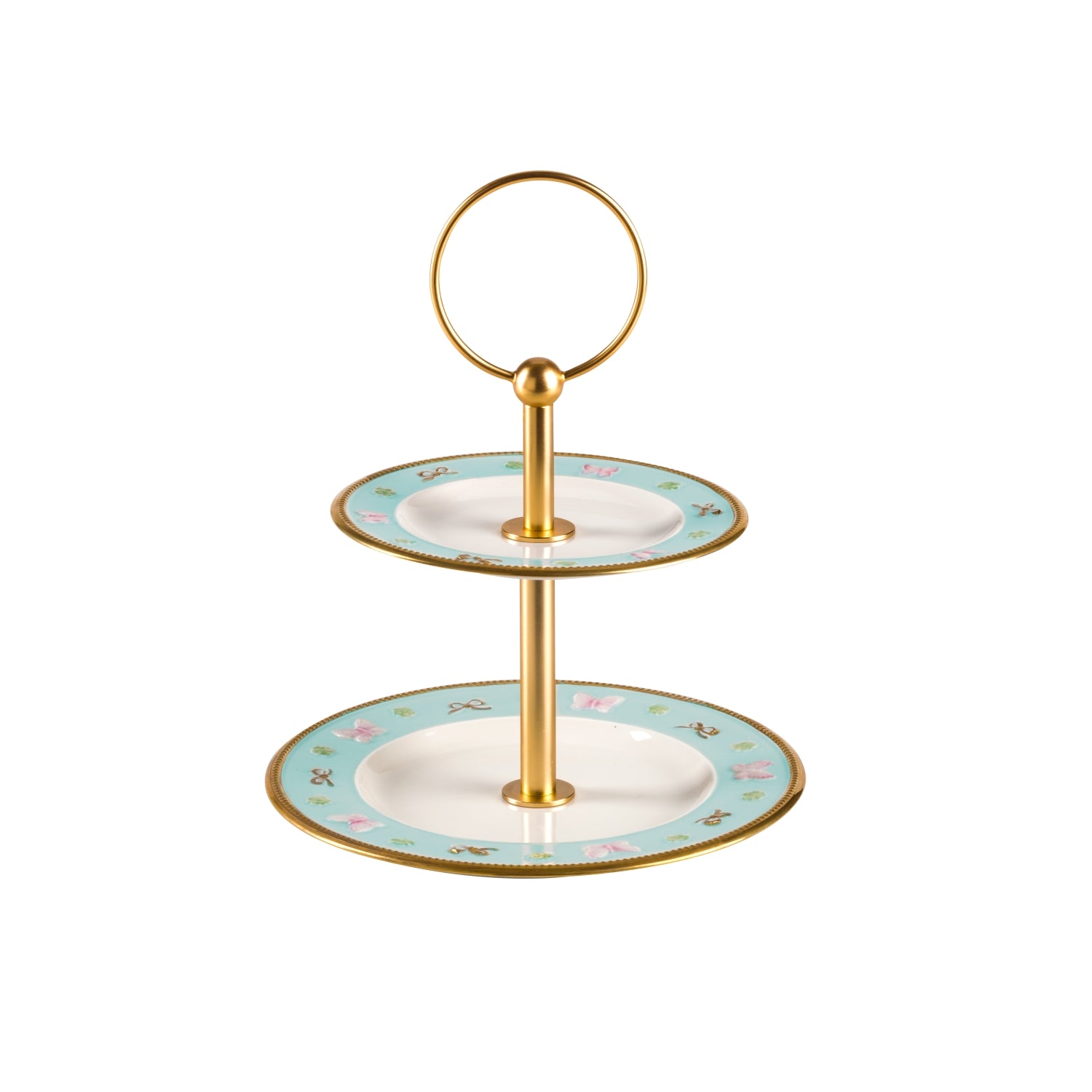Butterfly Aquamarine 2 Tier Cake Stand