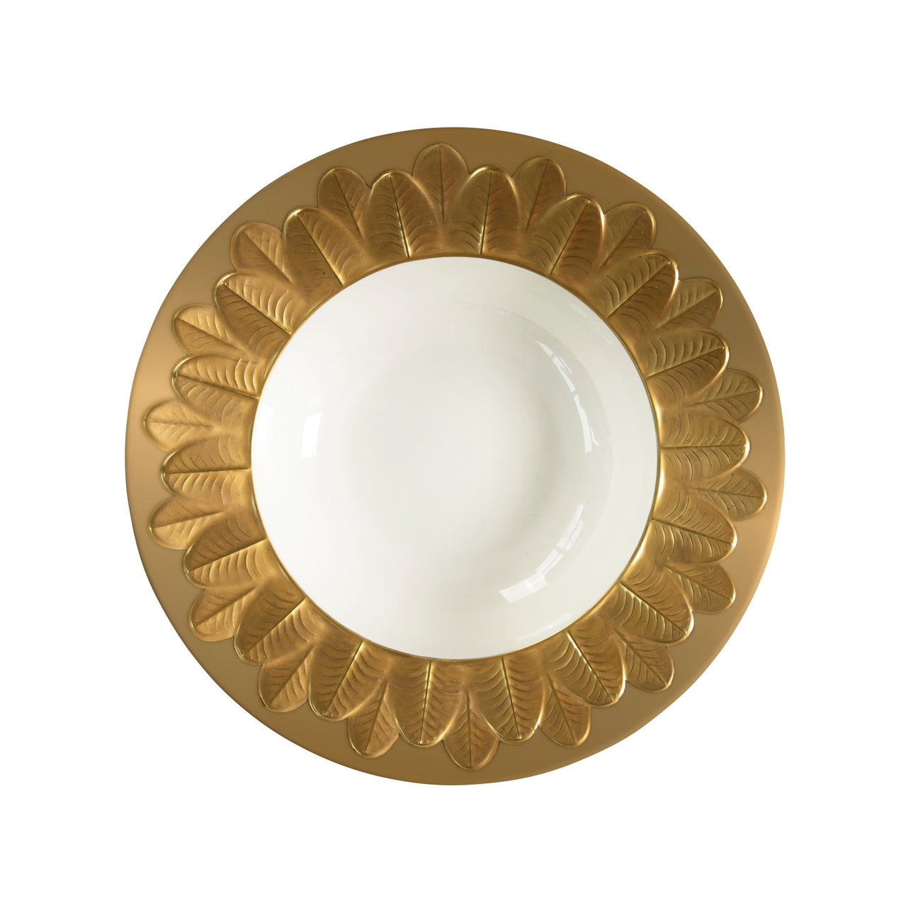 Peacock Rim Soup Plate - Gold 