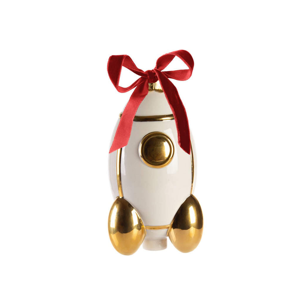 Argo Rocket Christmas Bauble - White & Gold