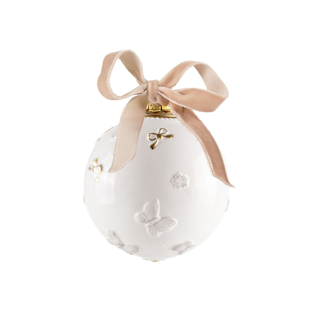 Butterfly Christmas Bauble - White & Gold