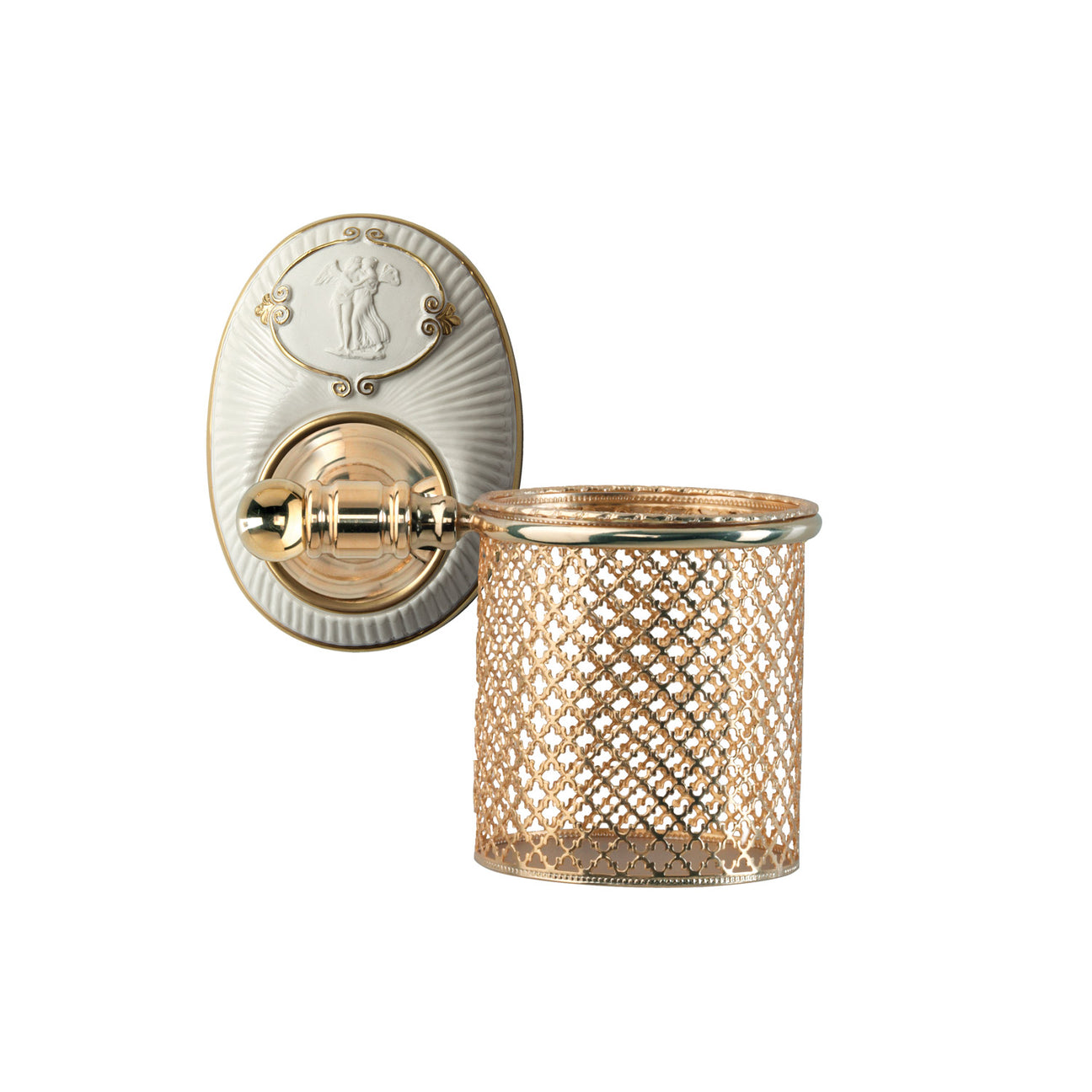 Amalfi Toothbrush Holder - White &amp; Gold 