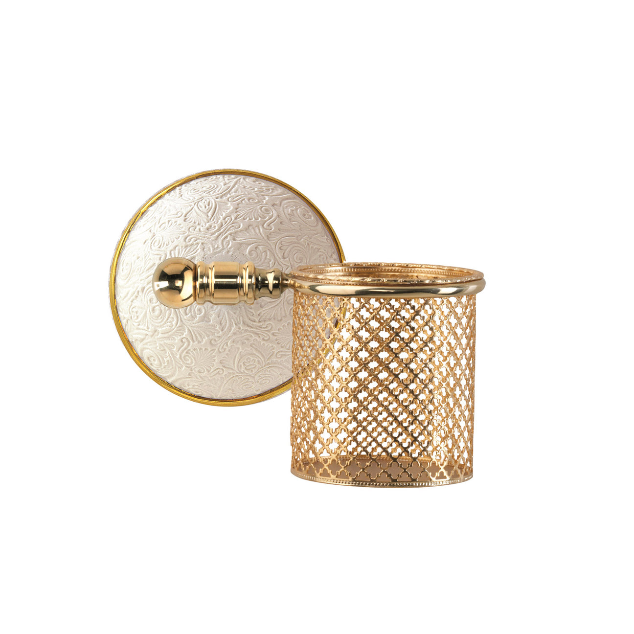 Amour Toothbrush Holder - White &amp; Gold 