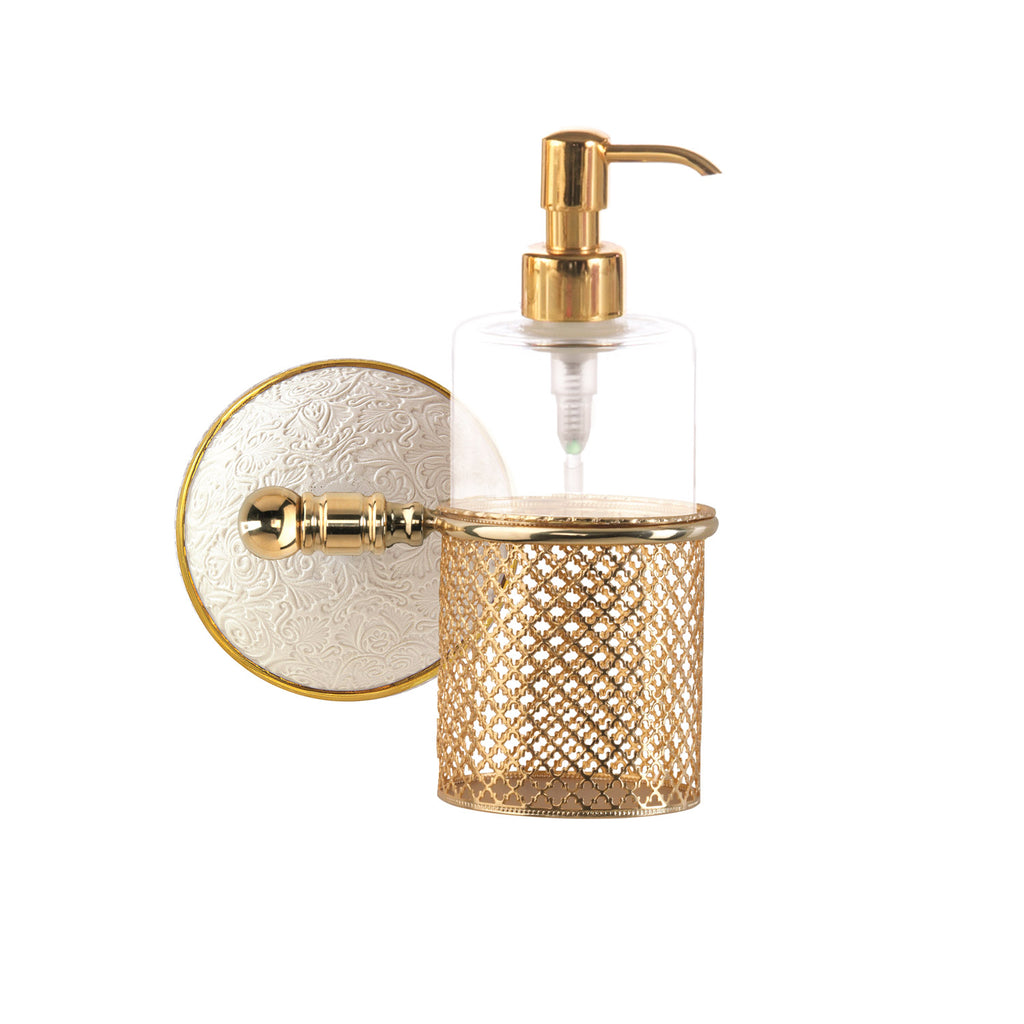 Amour Soap Dispenser Holder - White & Gold