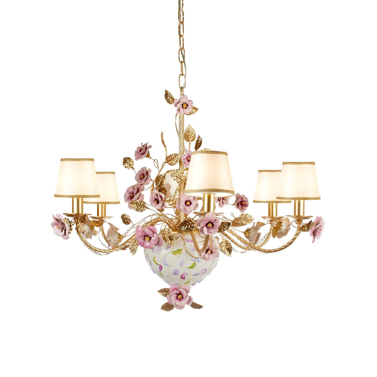 Taormina Multicolor &amp; Gold 6 Lights Chandelier 